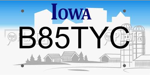 B85TYC Iowa License Plate