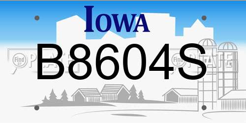 B8604S Iowa License Plate