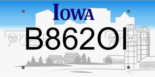 B862OI Iowa License Plate