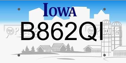 B862QI Iowa License Plate