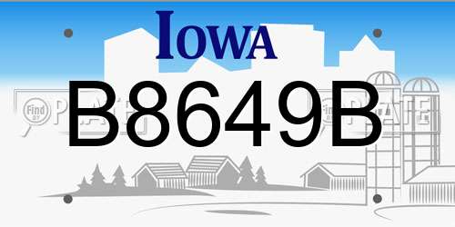 B8649B Iowa License Plate