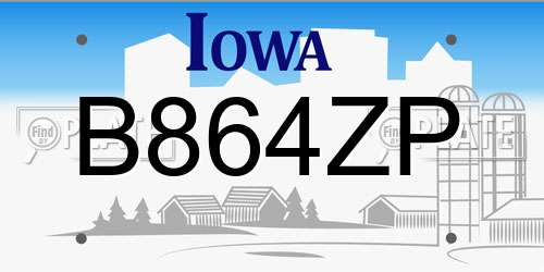 B864ZP Iowa License Plate