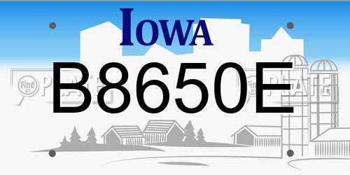 B8650E Iowa License Plate