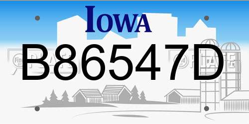 B86547D Iowa License Plate
