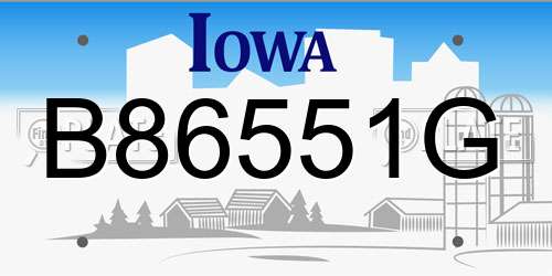 B86551G Iowa License Plate