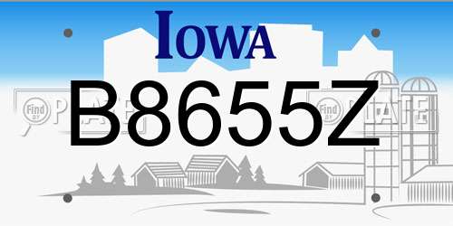 B8655Z Iowa License Plate