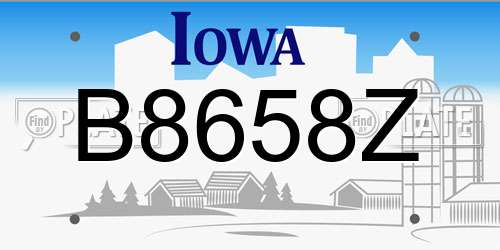 B8658Z Iowa License Plate