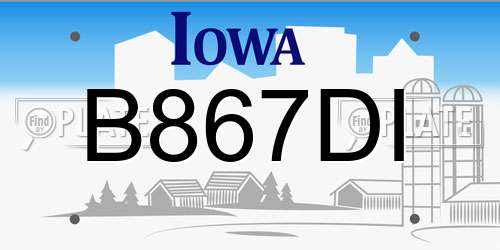 B867DI Iowa License Plate