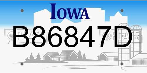 B86847D Iowa License Plate