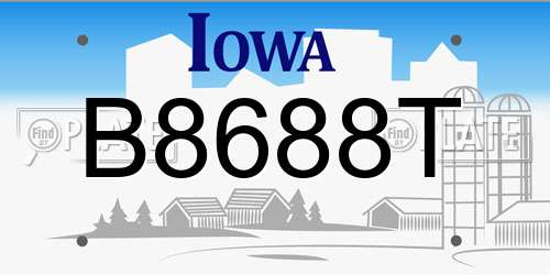 B8688T Iowa License Plate