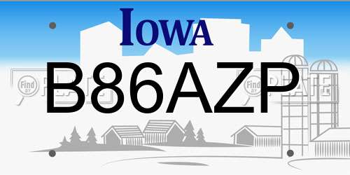 B86AZP Iowa License Plate