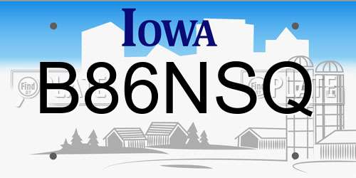B86NSQ Iowa License Plate