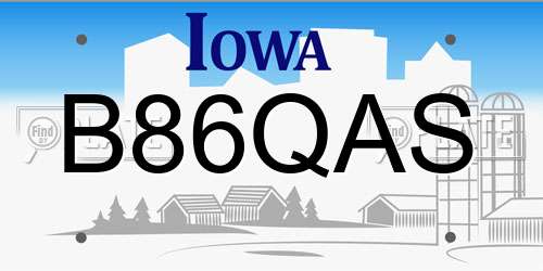 B86QAS Iowa License Plate