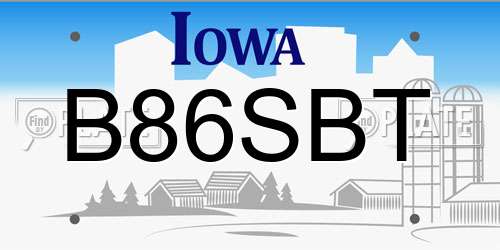 B86SBT Iowa License Plate