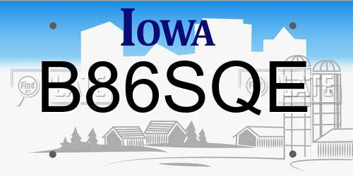 B86SQE Iowa License Plate