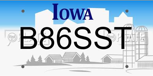 B86SST Iowa License Plate