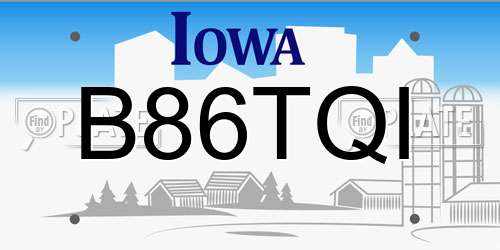 B86TQI Iowa License Plate
