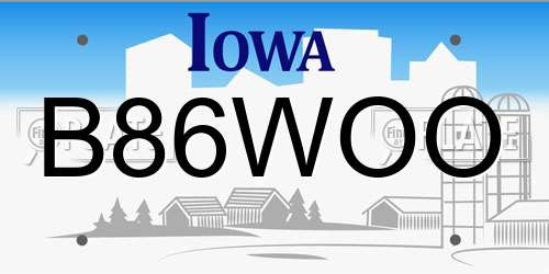 B86WOO Iowa License Plate