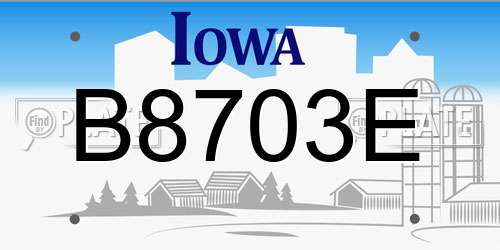 B8703E Iowa License Plate