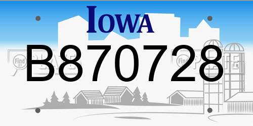 B870728 Iowa License Plate