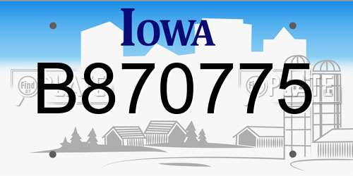 B870775 Iowa License Plate