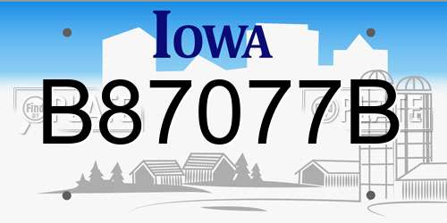 B87077B Iowa License Plate