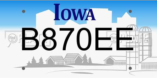 B870EE Iowa License Plate