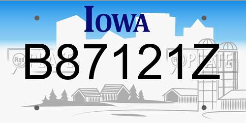 B87121Z Iowa License Plate