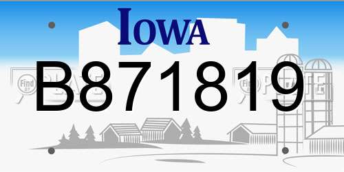 B871819 Iowa License Plate