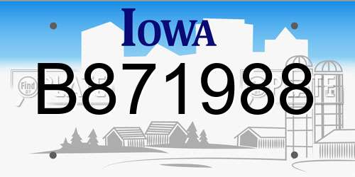 B871988 Iowa License Plate