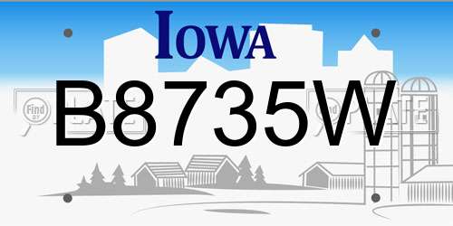 B8735W Iowa License Plate