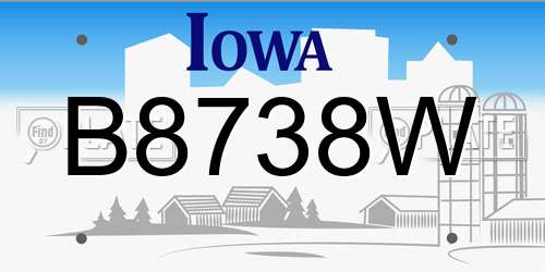 B8738W Iowa License Plate