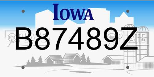 B87489Z Iowa License Plate