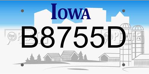 B8755D Iowa License Plate