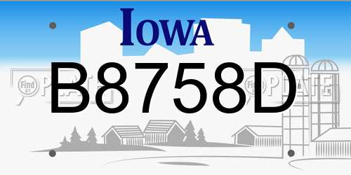B8758D Iowa License Plate
