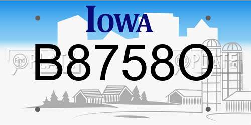 B8758O Iowa License Plate