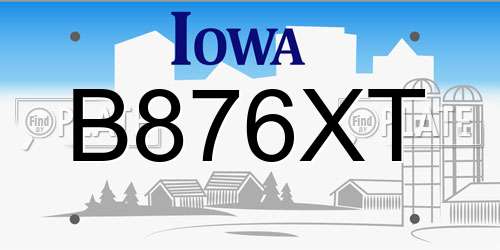 B876XT Iowa License Plate