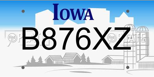 B876XZ Iowa License Plate
