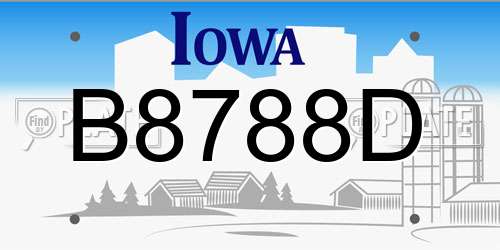 B8788D Iowa License Plate