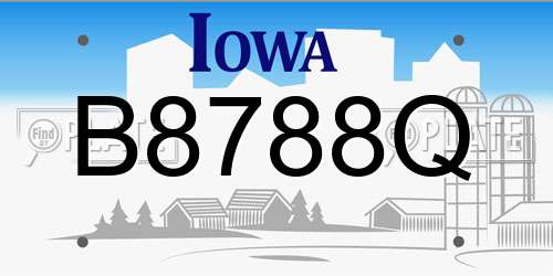 B8788Q Iowa License Plate
