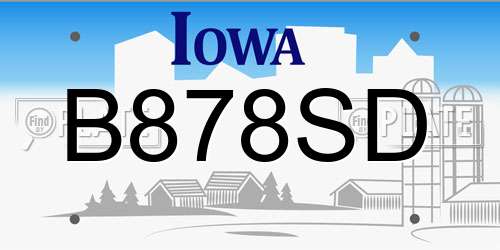 B878SD Iowa License Plate