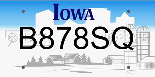 B878SQ Iowa License Plate