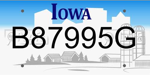 B87995G Iowa License Plate