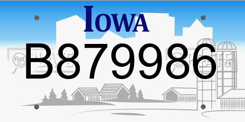 B879986 Iowa License Plate