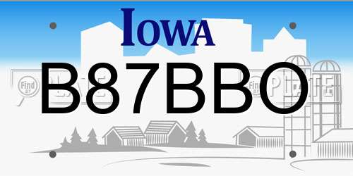 B87BBO Iowa License Plate