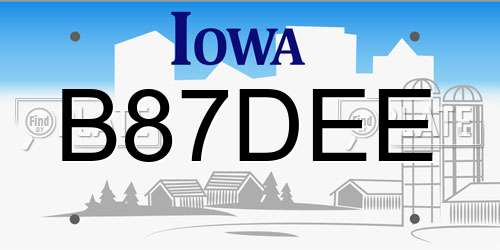 B87DEE Iowa License Plate