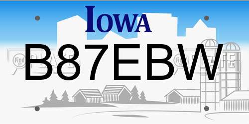 B87EBW Iowa License Plate