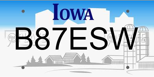B87ESW Iowa License Plate