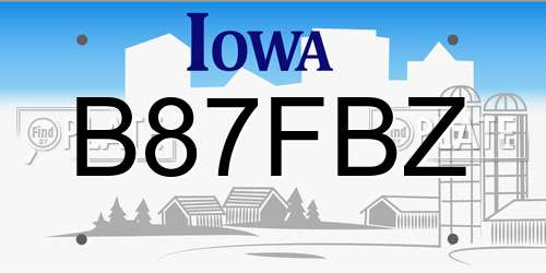B87FBZ Iowa License Plate