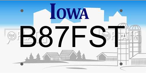 B87FST Iowa License Plate
